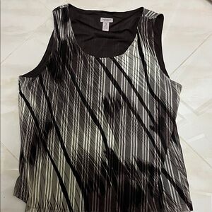 Black & White Patterned Sleeveless Top and over lay 2 piece set